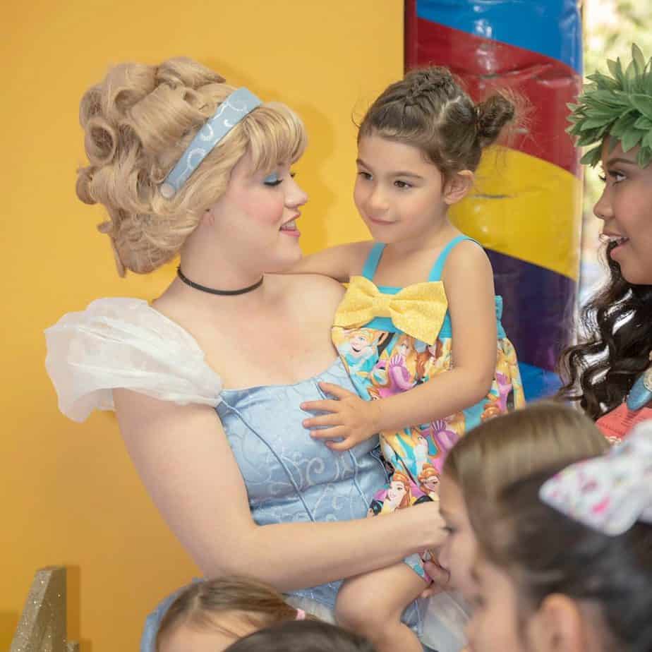 My daughter meeting Cinderella her 4th birthday party