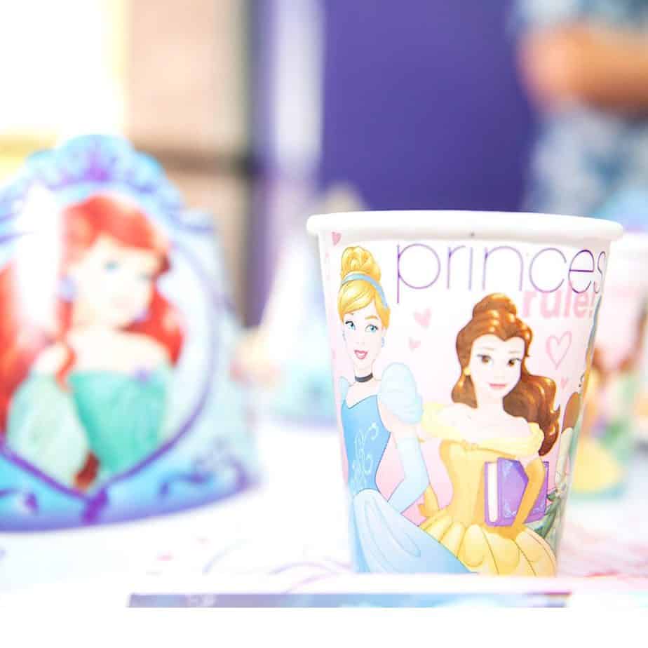 Cinderella themed party cups for kids birthday 