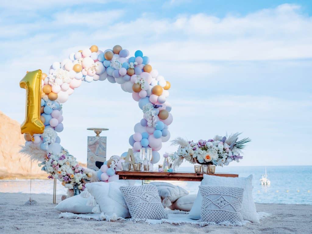 My baby's first birthday party on the beach