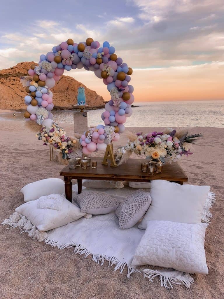 Beach party scene for planning my baby's first birthday