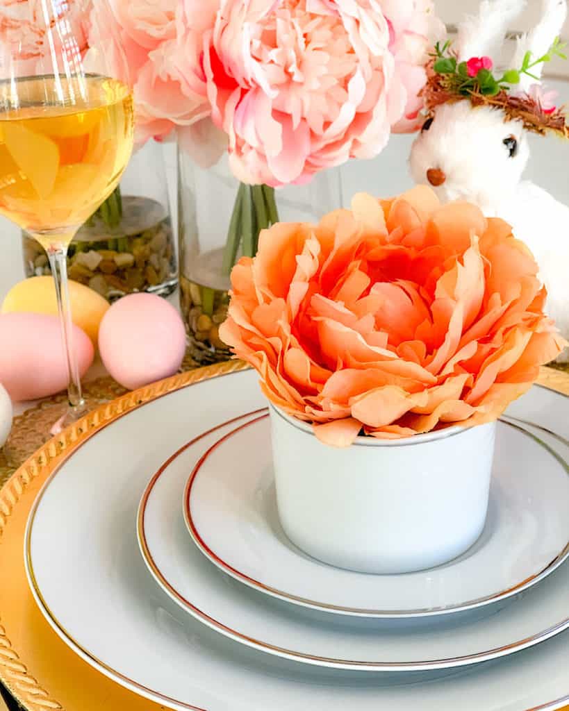 Beautiful fresh bright flowers to brighten set the scene for an Easter tablescape