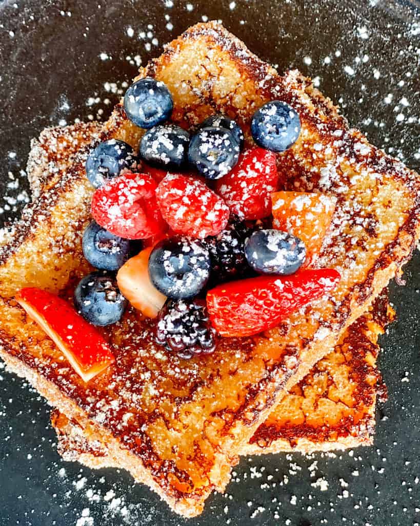 Berries on top of French Toast, breakfast at Montage Los Cabos, Cabo san Lucas