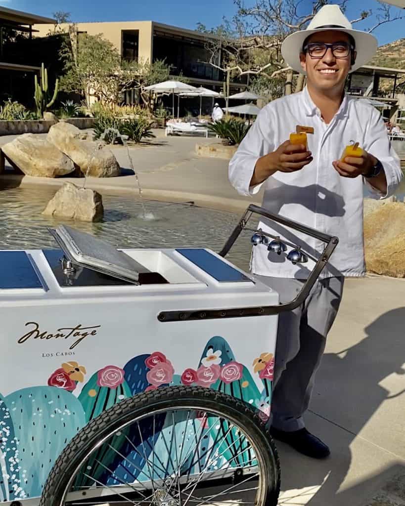 Afternoon popsicle cart, man with popsicles at Montage Los Cabos, Cabo san Lucas