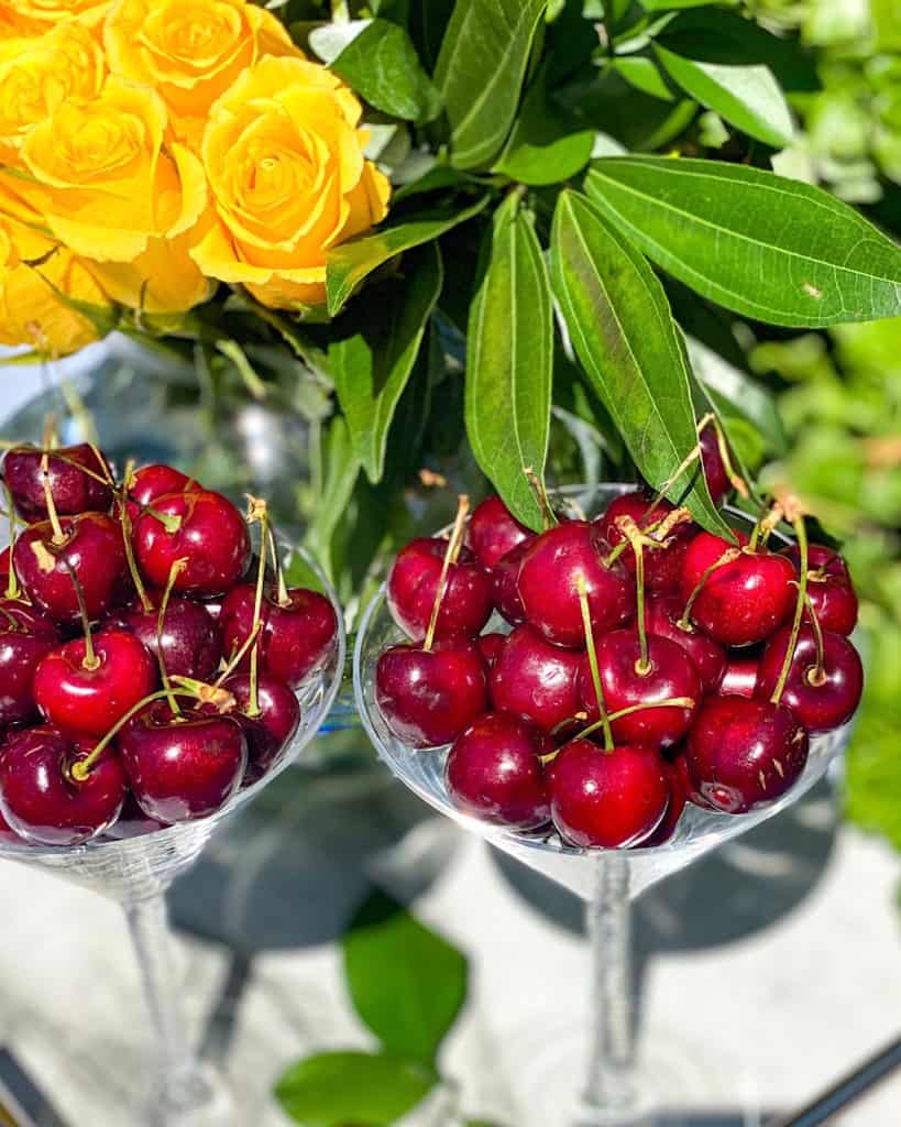 cherries in martini glasses