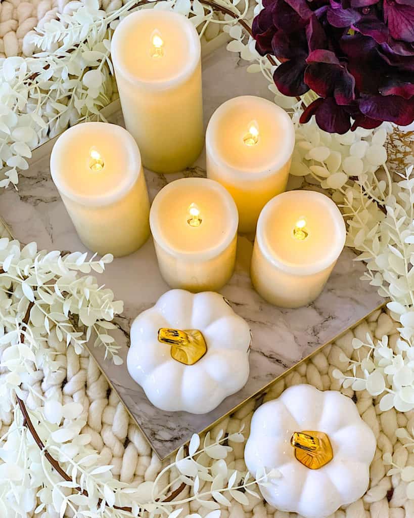 Fall themed candle and flower display for your home