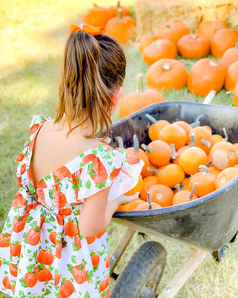 Kids playing with pumpkins