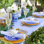 Capri Blue and White Thanksgiving Tablescape