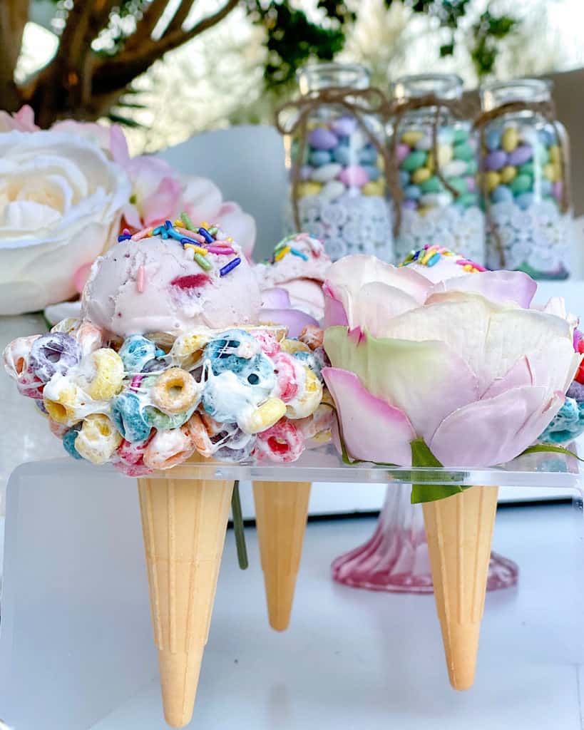  ice cream dessert table at birthday party