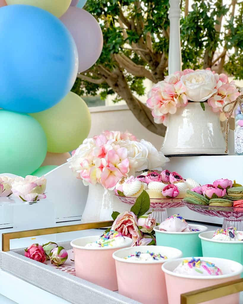 Ice cream birthday party centrepieces