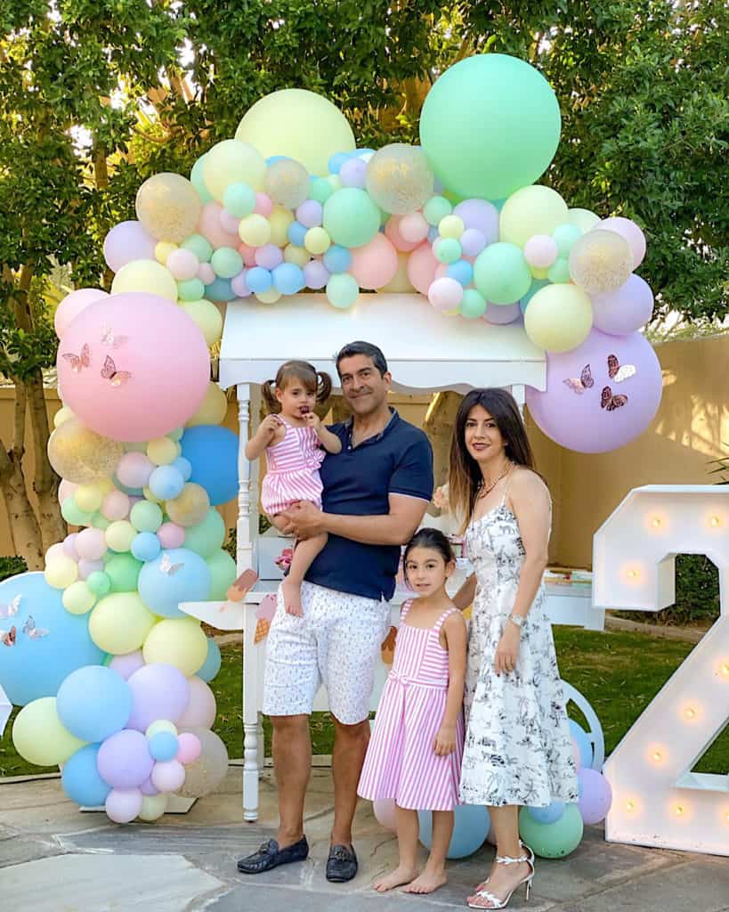 Family at ice cream themed birthday party. 