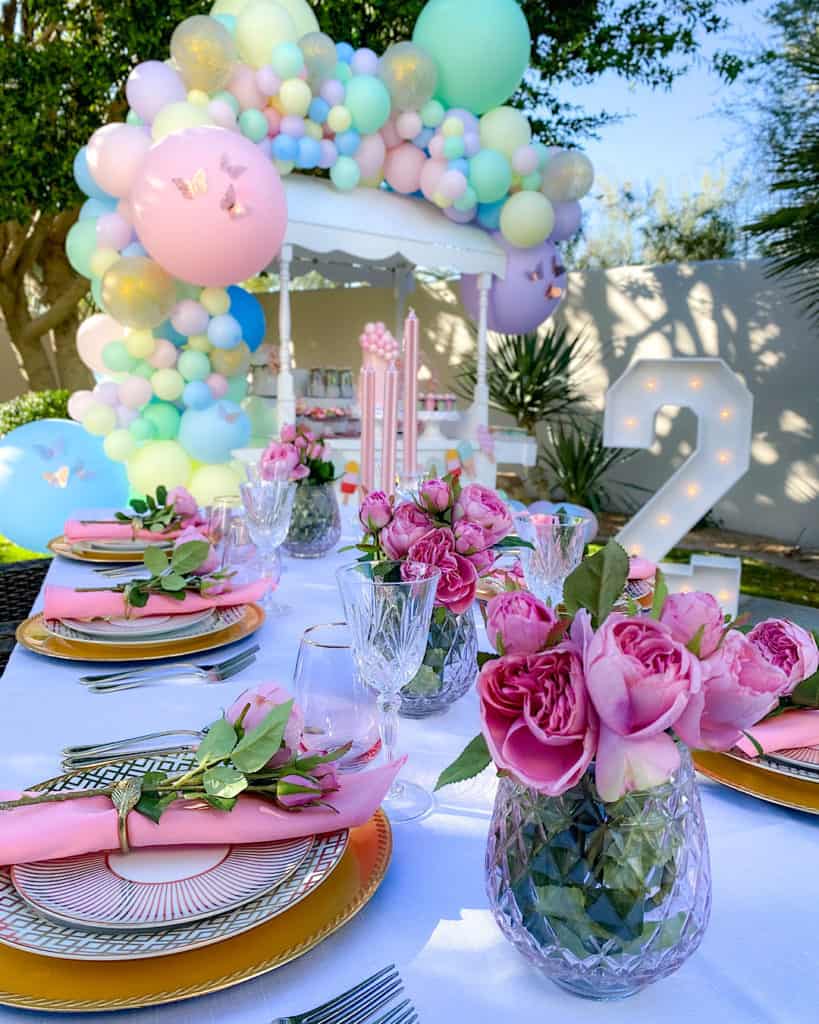 Table settings at ice cream birthday party