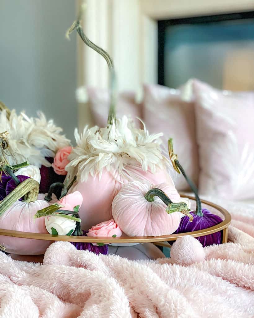 Pink Velvet DIY Pumpkin Centerpiece