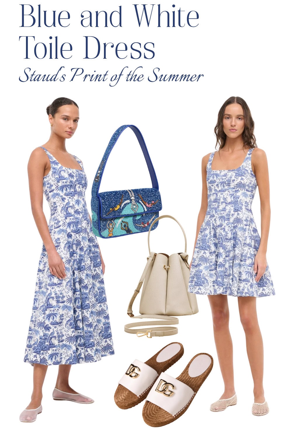 blue and white toile dress