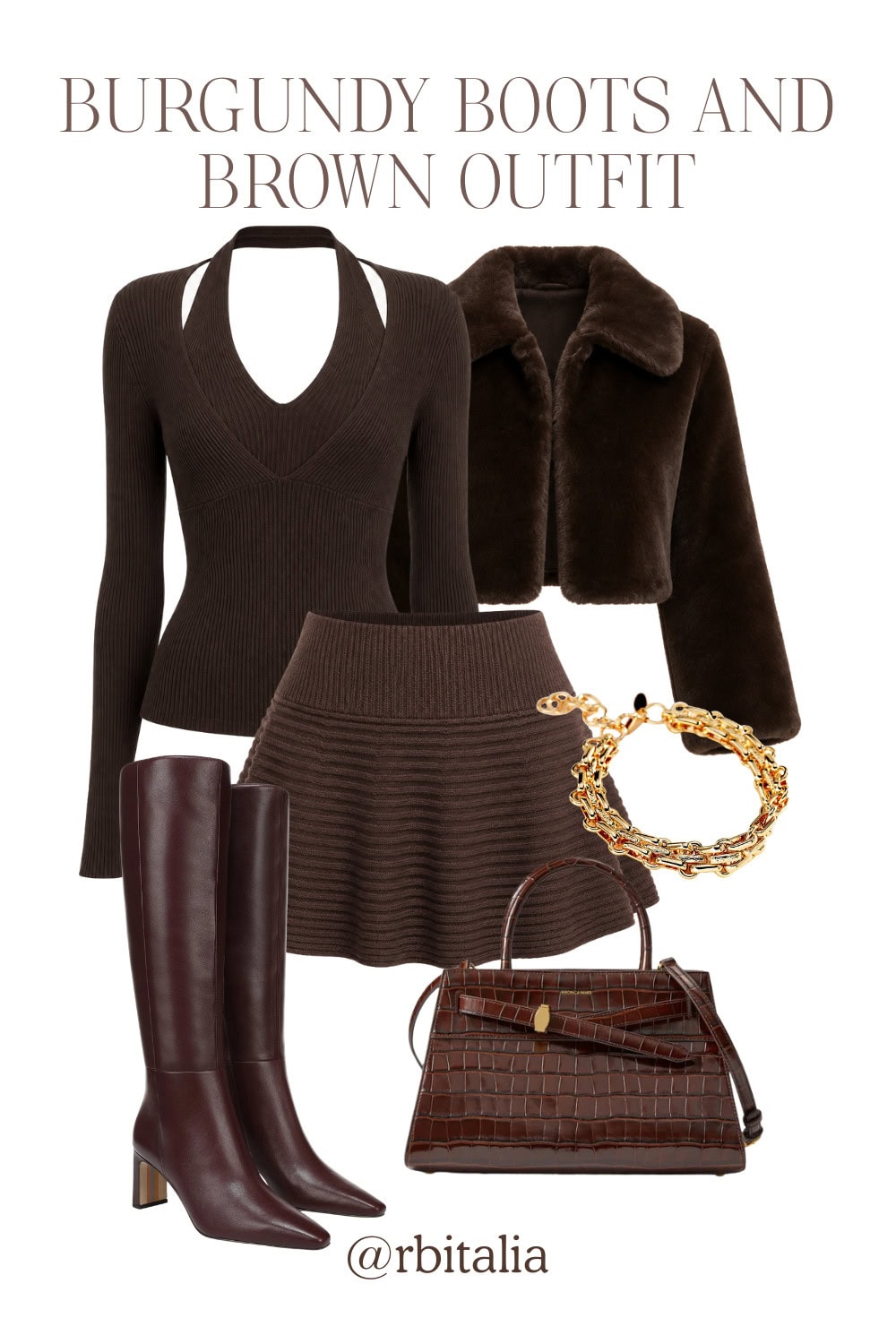burgundy boots outfit