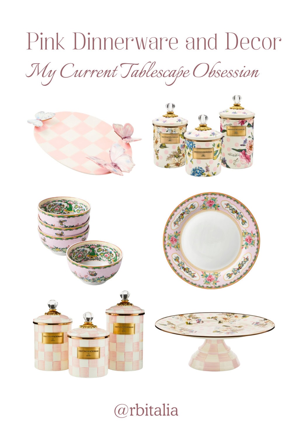 pink dinnerware and decor
