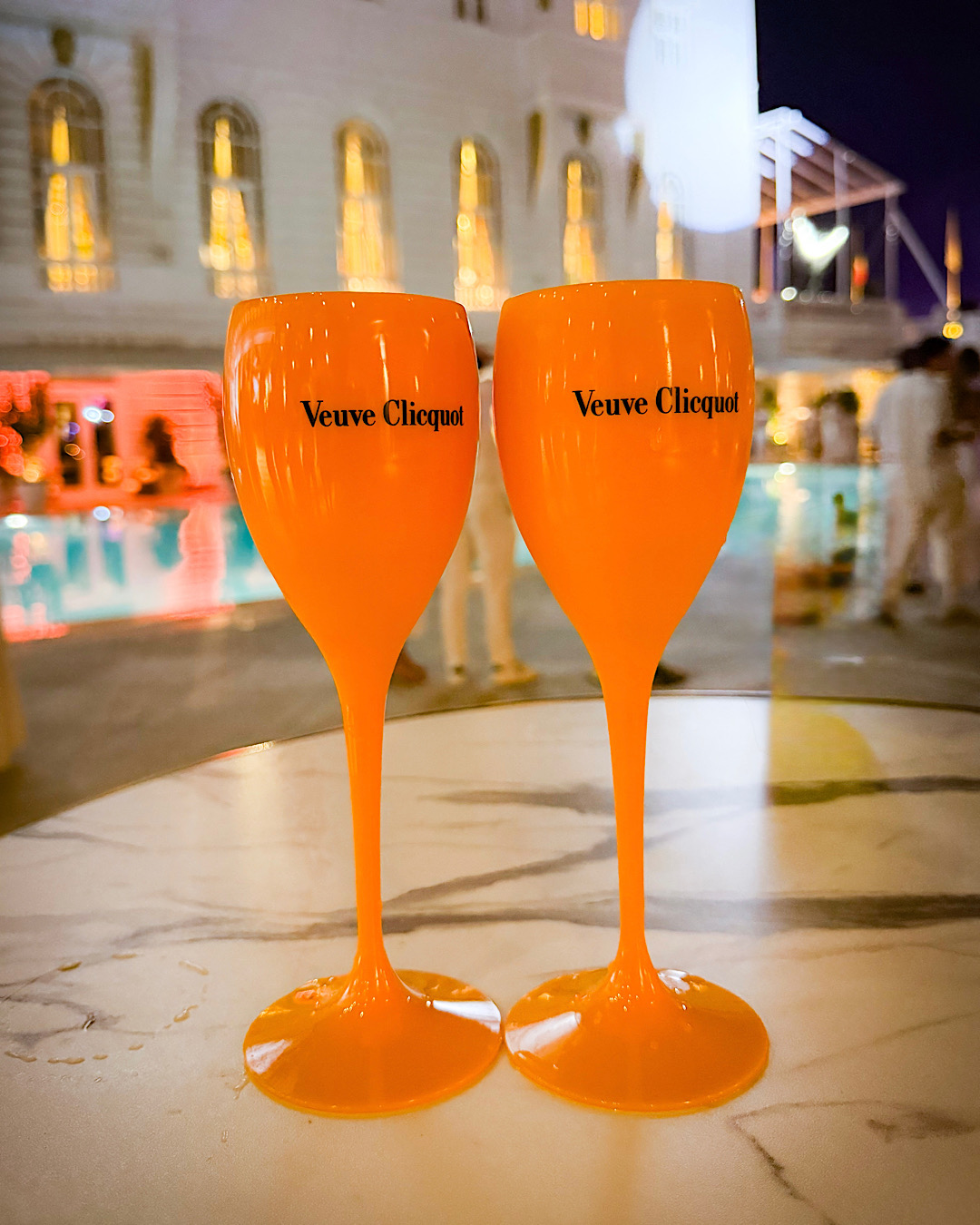 Veuve Clicquot champagne by the pool on New Year's Eve in Rio de Janeiro