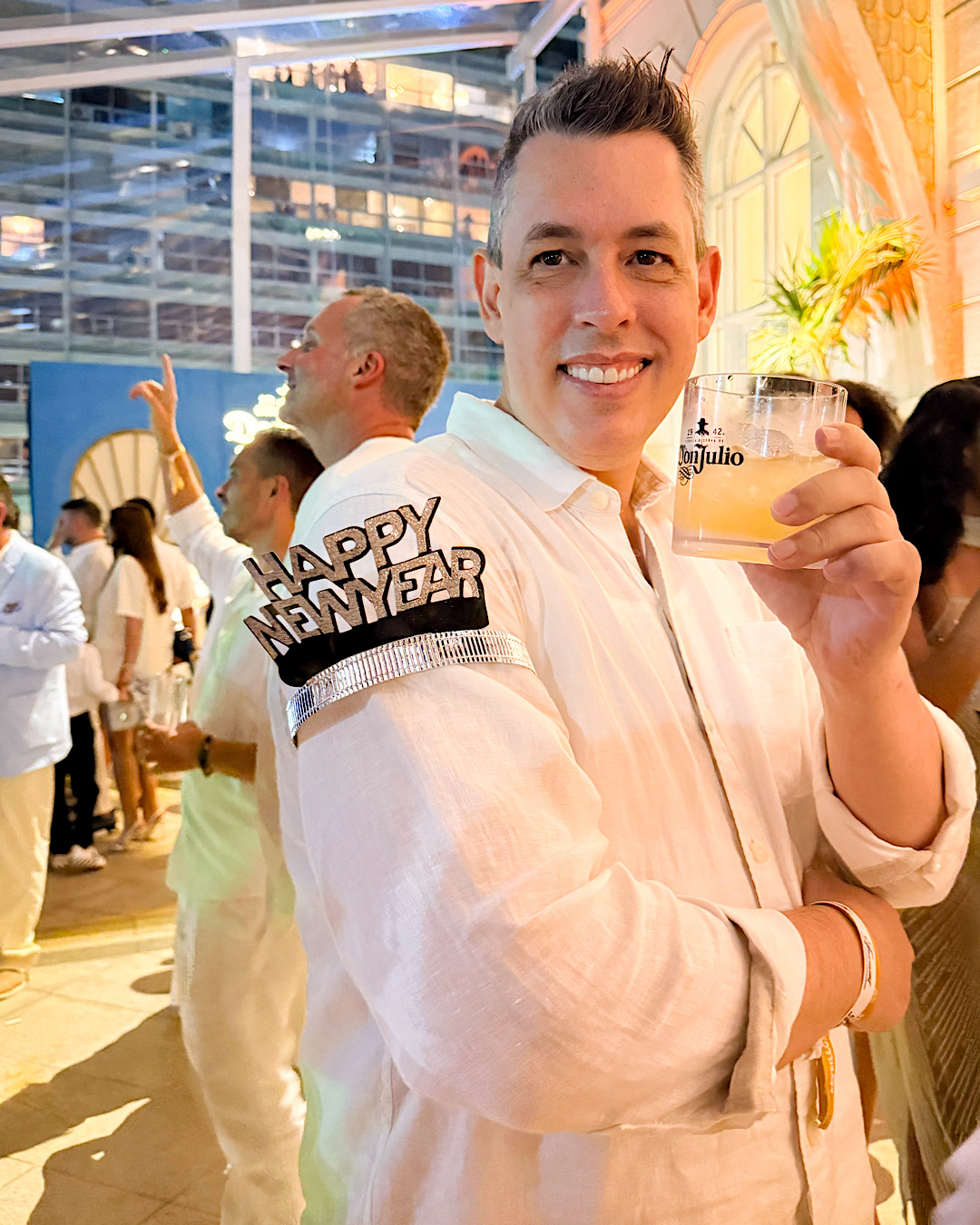 Happy New Year toast at a New Year's Eve party in Rio