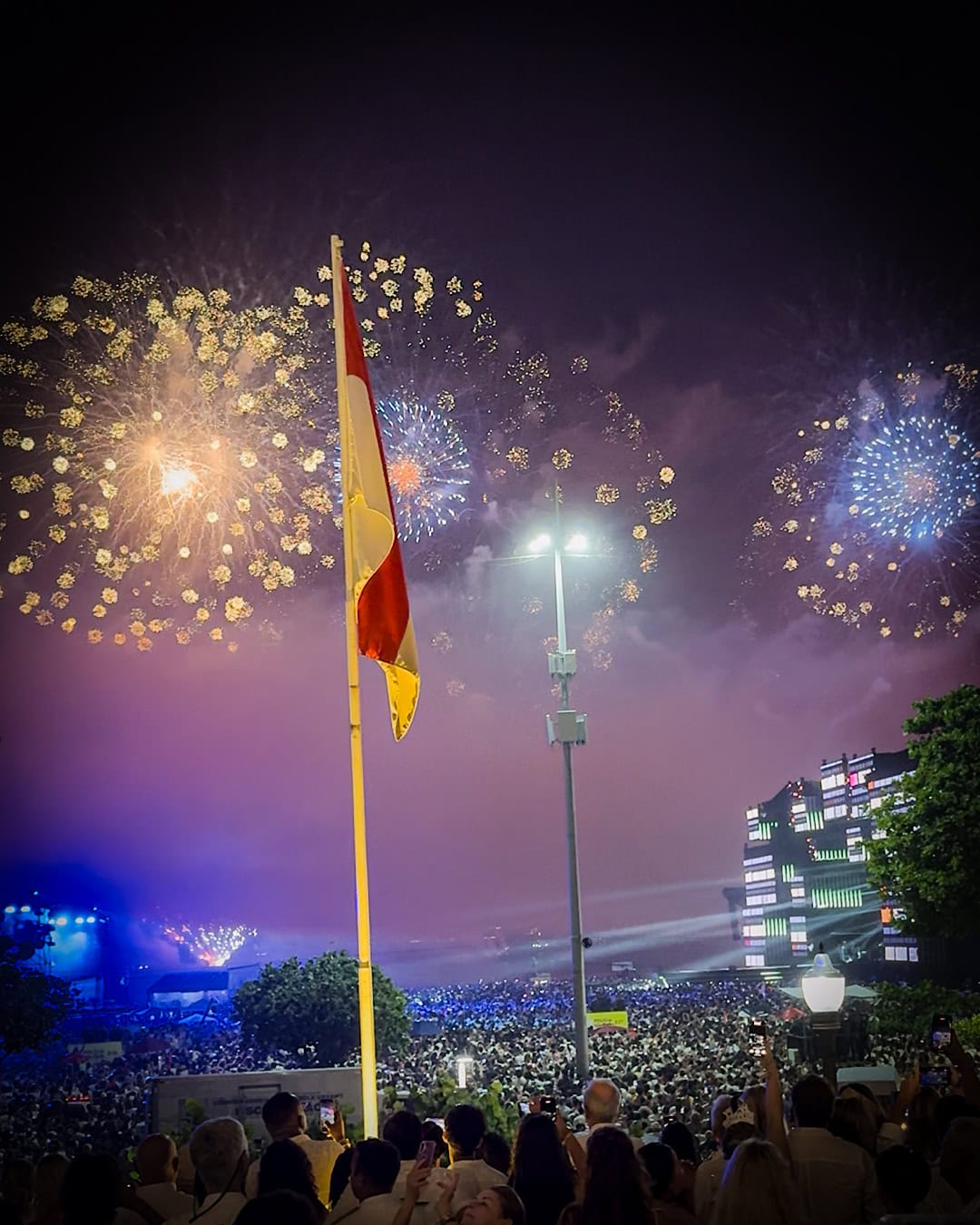 New Year's Eve fireworks over Copacabana Beach in Rio de Janeiro